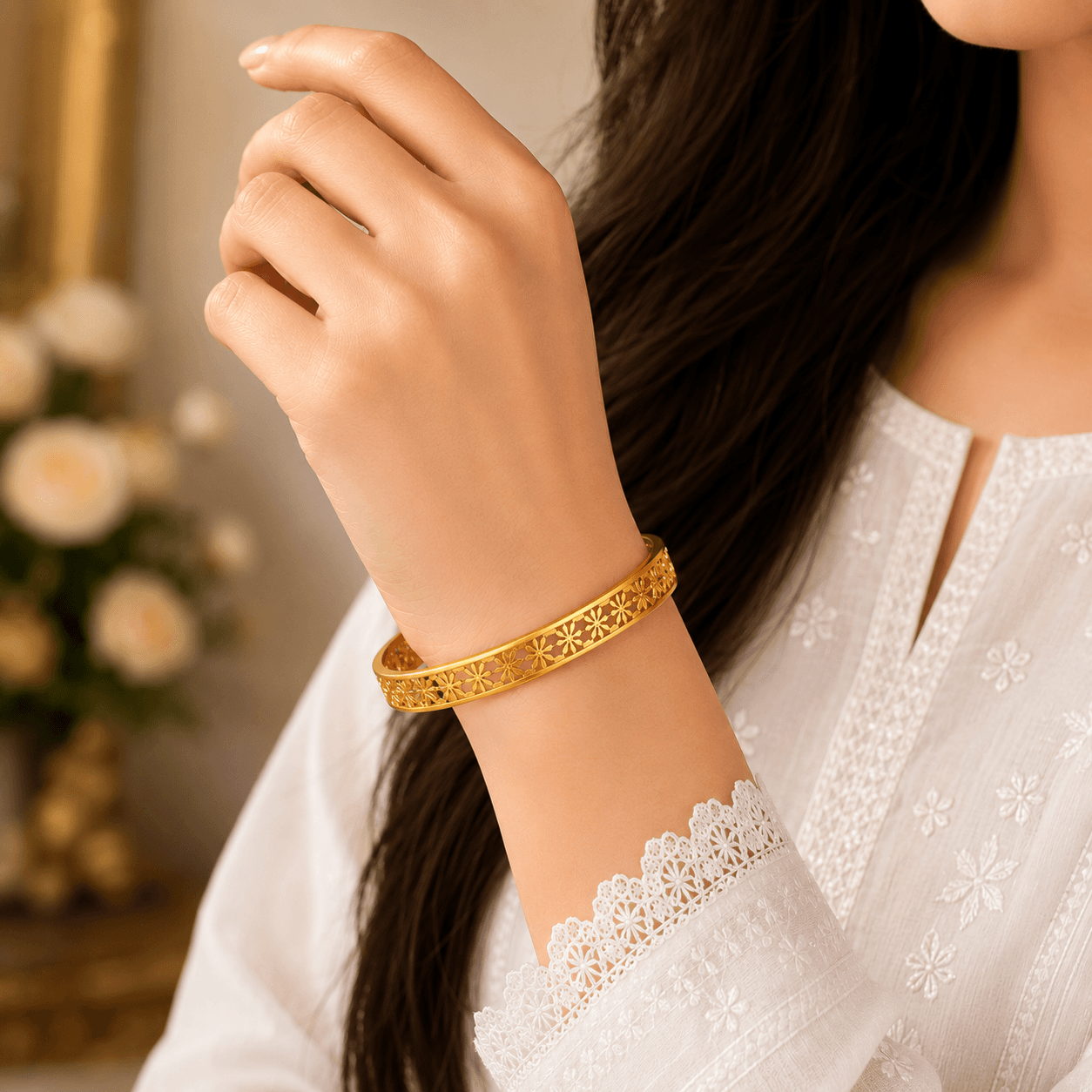 Floral Gold Bangle
