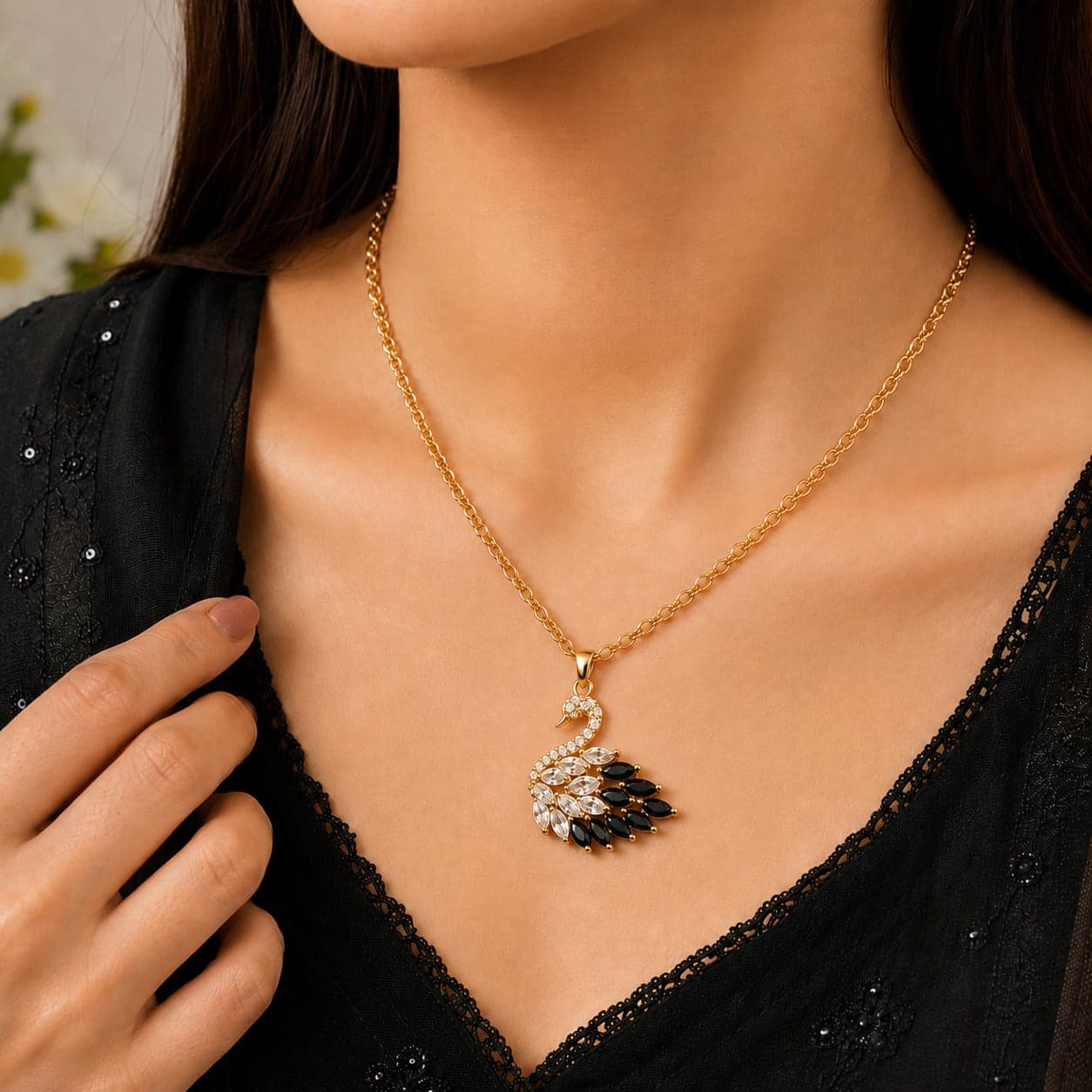 Crystal Swan Necklace