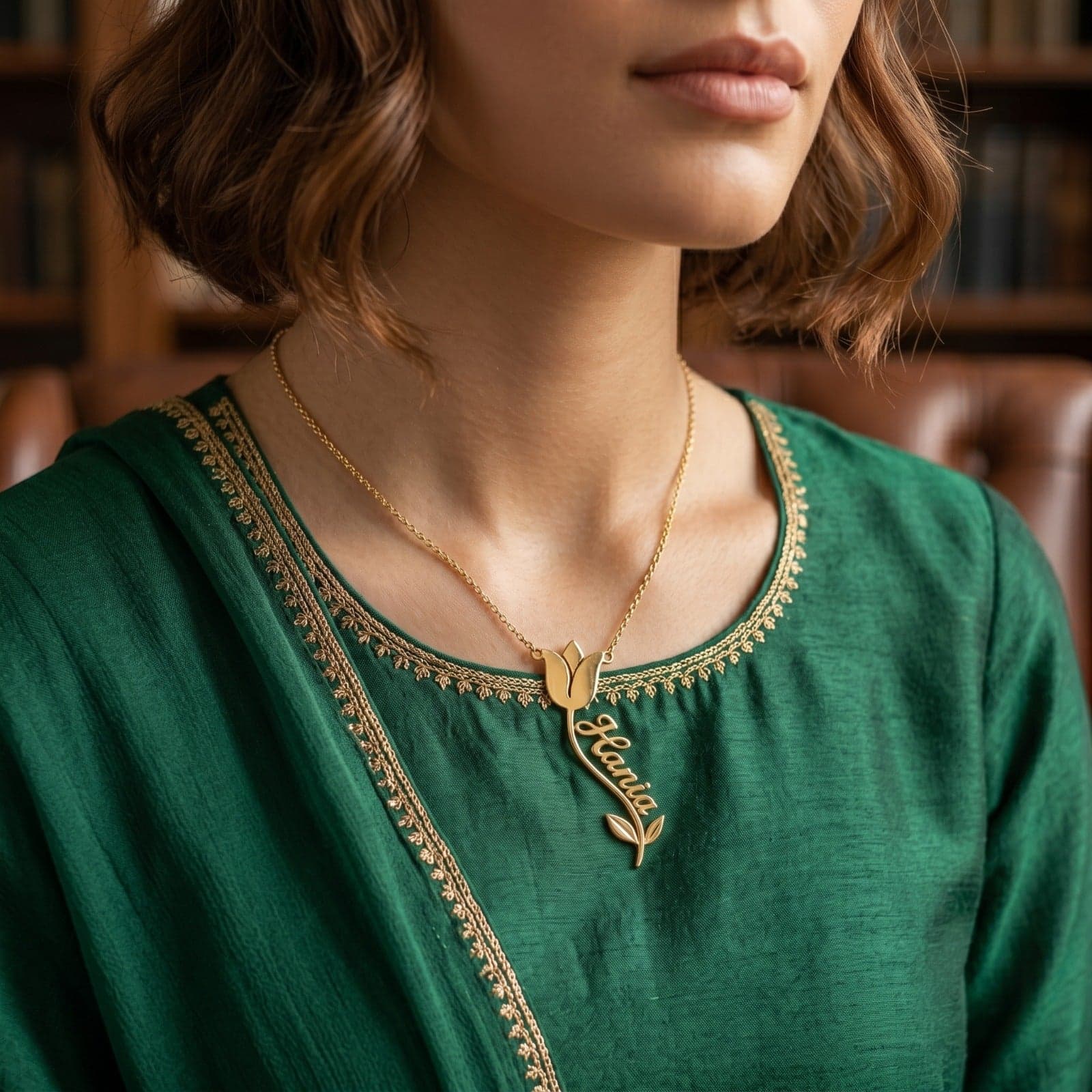 Elegant Tulip Name Pendant